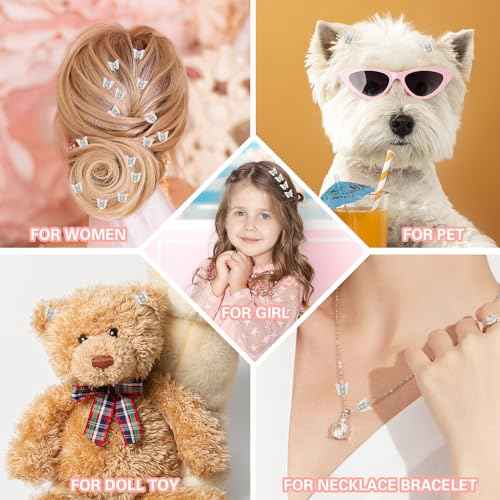 Ouligay 12pcs Sparkly Colorful Hair Accessories - Mini Butterfly Hair Clips and Tiny Claw Clips for Girls and Women (Glitter Color)