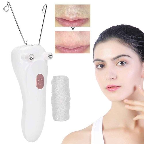 Threading Hair Removal, Hair Removal Device, Electric Threading Epilator USB Hair Remover for & Body Hair Removal with Cotton Thread Roll (Pinks)
