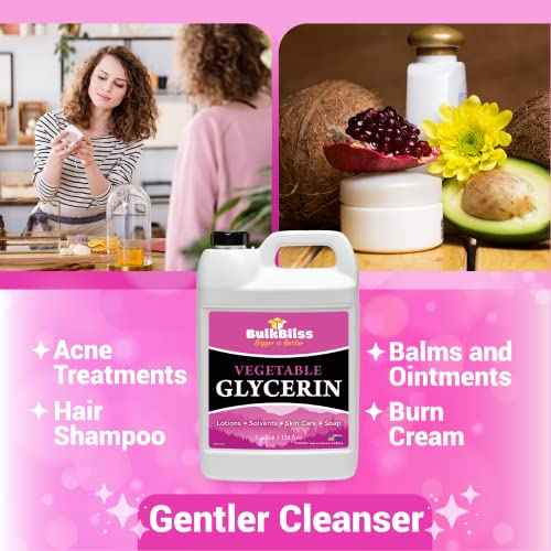 Vegetable Glycerine Food Grade, Non-GMO for Skin, Crafts - 1 Gallon Glycerin Liquid