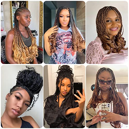 French Curly Braiding Hair 16 Inch 8 Packs Curly Braiding Hair French Curl Crochet Braids Micro Braiding Hair Bouncy Crochet Hair Pre Stretched with Curly Ends Hair Extensions(16 Inch/Pack of 8, 4#)