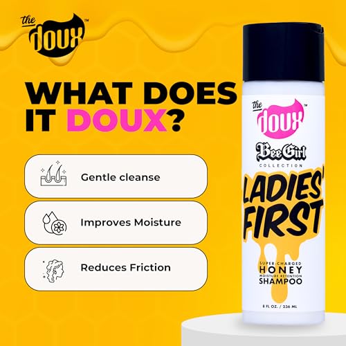 The Doux Curly Hair Shampoo with Honey, Aloe & Vitamins ? Ultra-Moisturizing Cleanser for Natural Hair, Frizz Control & Scalp Care ? LADIES FIRST Shampoo for Curly Hair & Coils