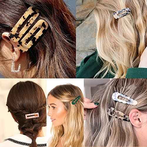 12 Pieces Acrylic Resin Marble Hair Clips Set, Decorative Pearls Hair Barrettes Sweet Decorative Bobby Pins Hairpin Headwear Hair Accessories Headwear for Women and Girls¡¦