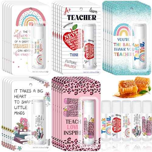5 Pack Christmas Teacher Appreciation Gifts Bulk Lip Balms Employee Staff Appreciation Teacher Staff Team Thank You Gift Bulk Christmas Party Favors for Xmas Stocking Stuffers for Women Men (Classic)