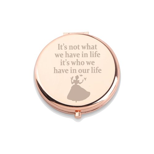 WUSUANED Princess Makeup Mirror It’s Not What We Have in Life It’s Who We Have in Our Life Jewelry Fairy Shoes Movie Gift Princess Fan Gift