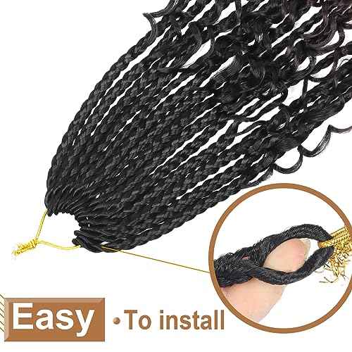 Goddess Box Braids Crochet Hair With Curly Ends 14 Inch Bohomian Box Braids Crochet Braids 8 Packs 3X Crochet Braids Synthetic Braiding Hair Extension for Black Women (14 Inch (Pack of 8), 1B-4-30)¡¦¡¦