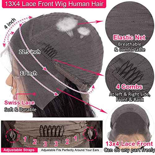 28 Inch Reddish Brown Straight Lace Front Wig, 13x4 HD Lace Front Wigs Human Hair Pre Plucked With Baby Hair HD Lace Frontal Wigs for Black Women 180% Density
