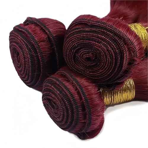 99J Burgundy Body Wave Human Hair Bundles 18 20 22 Inch 3 Bundles Brazilian Virgin Remy Hair Extensions Weave Soft Bouncy Curly Sew In for Black Women