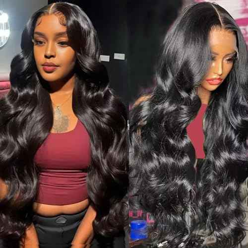 26 Inch Body Wave Lace Front Wigs Human Hair Full 13x4 HD 180 Density Glueless Pre Plucked with Baby Hair Unprocessed Brazilian Virgin Remy Transparent Bone Lace Frontal Wig for Women Natural Color