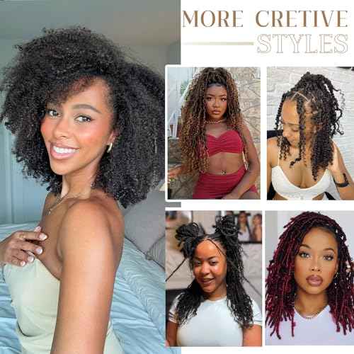 Afro Kinkys Bulk Human Hair 20 Inch Afro Kinky-curly Human Hair Bulk for Twist Dreadlock Extensions Repair Locs and Braids 1Bundle (Natural Black, 20inch)