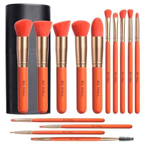 BS-MALL Makeup Brush Set 14 Pcs With Case - Foundation Brush, Concealer Brush, Blush Brush & Flawless Application ? Complete Luxury Cosmetic Brush Kit For Travel & Daily Use