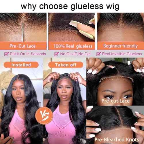 Glueless Wigs Human Hair Pre Plucked Pre Cut Body Wave 5x8 Hd Lace Closure Wigs Human Hair 180% Density Wear And Go Glueless Wigs Human Hair Pre Cut(20inch)