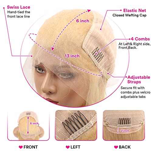 613 Lace Front Wig Human Hair, 28inch 13x6 Blonde Lace Front Wigs Human Hair, 613 Body Wave HD Transparent Lace Frontal Wig, 180% Density Blonde Wig Human Hair Pre Plucked with Baby Hair