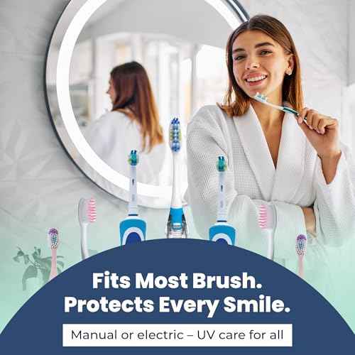 UV Toothbrush Sanitizer Holder & Cleaner with LED Clock Display & Hot Air Drying ? Wall-Mounted UV Tooth Brush Holder for Bathroom Decor, Travel Use, Rechargeable Portable Design, Fits All Brushes