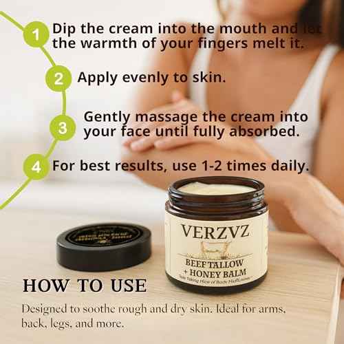 Beef Tallow for Skin and Face ? Tallow and Honey Balm Moisturizer, 100% Grass-Fed Beef Tallow with Raw Organic Honey, Beeswax, Olive Oil & Vitamin E ? Deep Hydration ? Proudly Made in USA ? 2oz