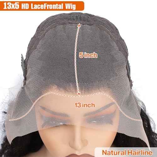 Keshon 13x5 HD Transparent Lace Front Wigs Human Hair Deep Wave 200% Density Frotal wig 13x5 Lace Frontal Wigs Human Hair Pre Plucked with Baby Hair Natural Color 20 inch