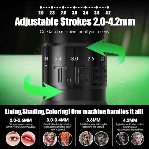 Tattoo Gun Kit for Beginners, Tattoo Kit Wireless, 7 Adjustable Stroke Pen Tattoo Machine, Rotary Tattoo Machine Kit, Tattoo Starter Kit with Mixed Cartridge Needle, 1600mAh Led Display Power