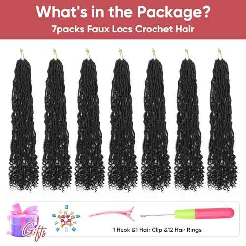 Faux Locs with Curly Ends 24 inch Faux Locs Crochet Hair 7 Packs Soft Locs with Curly Ends 12 Strands Pre looped Crochet Hair Extensions 1B