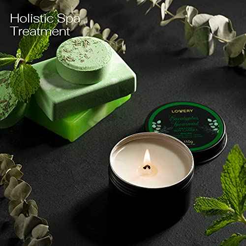 Christmas Eucalyptus Spearmint Bath Set, Home Spa Set with Natural Mint Fragrance, 17 Pcs Gift Basket, Eucalyptus Bath Oil, Shower Gel, Bubble Bath, Bath Crystal, Steamer Tablet & More, Birthday Gift