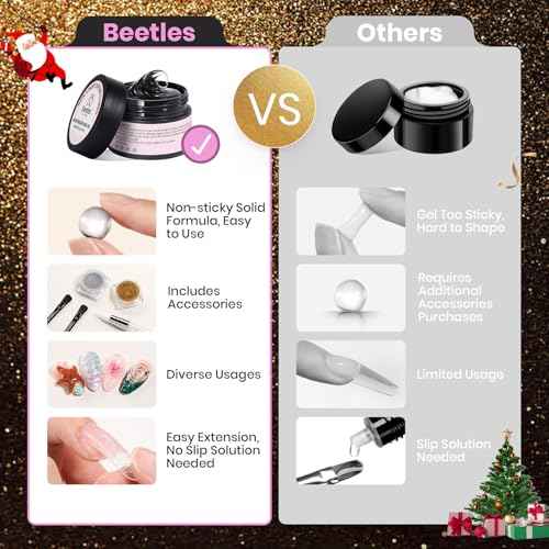 Beetles 3D Gel Nail Art Kit-Crystal Orb 3D Nail Art Clear 1 oz 5 in 1 Non-Sticky Hand Sculpting Building for Beginner DIY Salon at Home,Clear Solid Builder Nail Gel, UV & LED Lamp Cured Needed