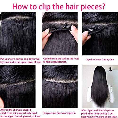 Clip in Hair Extensions Real Human Hair Straight Brazilian Human Hair Clip in Extensions 8Pcs 120g Silky Straight Remy Hair Clip ins for Women (26inch, #1B Natural Black)