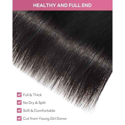 Brazilian Virgin Human Hair Bundles 16 18 20 Inch Straight Bundles Human Hair 100% Unprocessed 10A Weave Sew in Natural Black