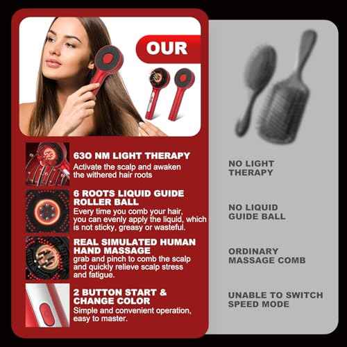 3 in 1 Scalp Massager Hair Grown Oil Applicator, Electric Hair Massager Scalp Laser Comb with IPX7 Waterproof
