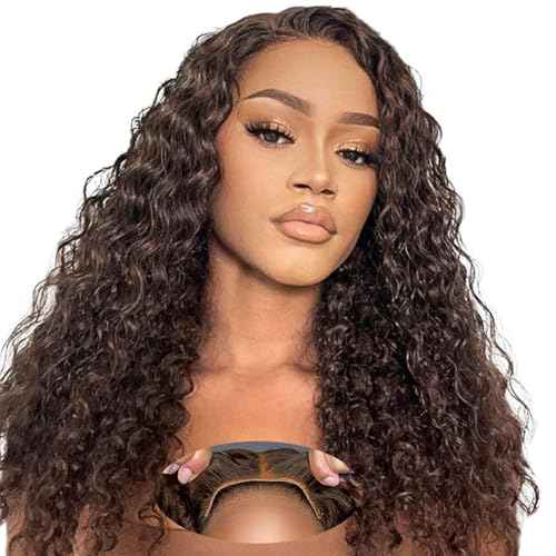 Chocolate Brown Wig Wear And Go Glueless Wigs Human Hair Pre Plucked Pre Cut Colored Water Wave Wavy Chocolate Brown 4x4 Hd Lace Front Wig For Black Women Glueless Wigs Curly Wig Human Hair #4 20inch