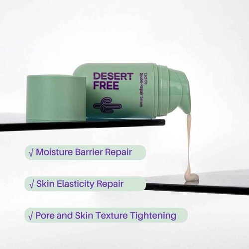 DesertFree Double Action Serum for Skin Barrier Support and Moisturizing - Natural Ingredients, Fragrance Free, Suitable for Sensitive Skin - 50ml