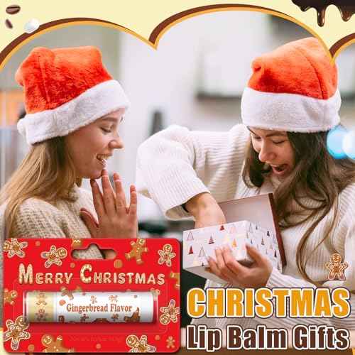 75 Pcs Christmas Lip Balms Bulk Peppermint Candy Flavor Lip Balm Holiday Gingerbread Hot Cocoa Cookie Cinnamon Flavor Christmas Party Gifts Stocking Stuffers for Women Employee Coworkers