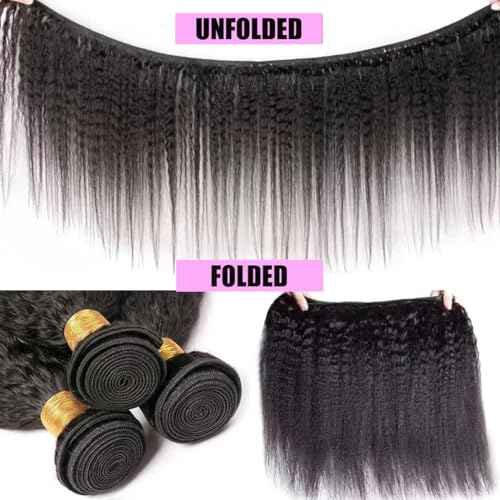 DMS Kinky Straight Bundles Yaki Straight Bundles Human Hair For Black Women 100% Unprocessed Brazilian Remy Hair Natural Black Color (26 inch£¬black)