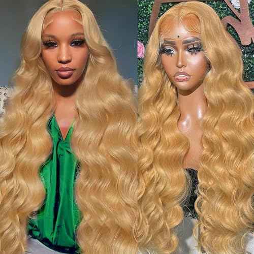 30 Inch Honey Blonde Lace Front Wigs Human Hair 180% Density 13x6 Body Wave HD Lace Front Wigs Pre Plucked With Baby Hair 27# Colored Wigs for Women