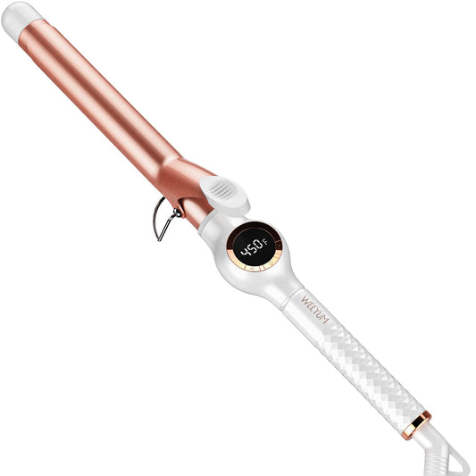 WEEYUM 1 Inch Curling Iron, Long Barrel Curling Wand for Hair, Ceramic Tourmaline Hair Curling Iron Double Voltage(100-240V)