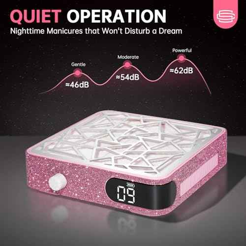 Nail Dust Collector, Powerful Vacuum Fan Vent Dust Collector Extractor Dust Suction Machine for Acrylic Nails Polishing, Nail Salon&Home, Pink Diamond