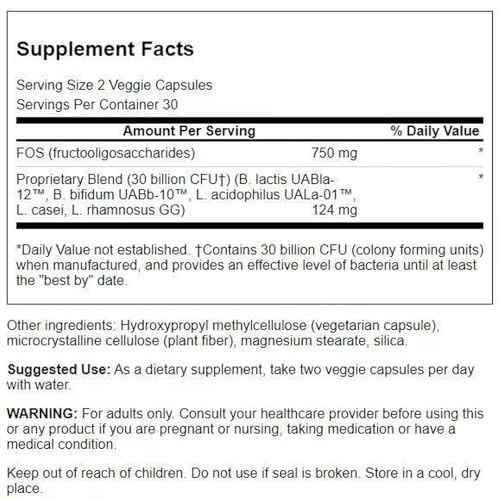 Swanson Ultra Probiotic for Seniors 30 Billion Cfu 60 Veg Capsules
