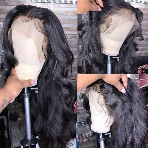 13X6 Lace Front Wigs Human Hair 22 Inch Body Wave Human Hair Wig HD Lace Frontal Glueless Wigs Human Hair Pre Plucked Bleached Knots with Baby Hair 180% Density Natural Color