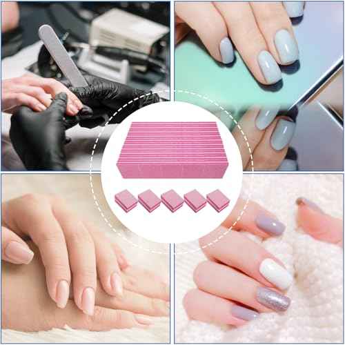 80/80 Grit Nail Buffers (50 Pack), Mini Nail Buffer Block Nail Files for Acrylic Nails and Natural Nails, Coarse Nail Buffer Blocks Bulk Buffing for Nail Buff Professional Manicure File Set Pink