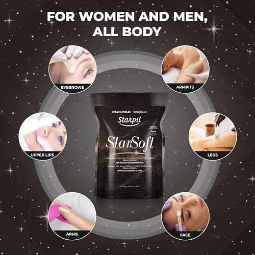 Starpil Wax 1000g - StarSoft Film Hard Wax Beads Bag 2.2lb. Professional Hair Removal Wax for Estheticians. Wax Beans for Sensitive Skin.