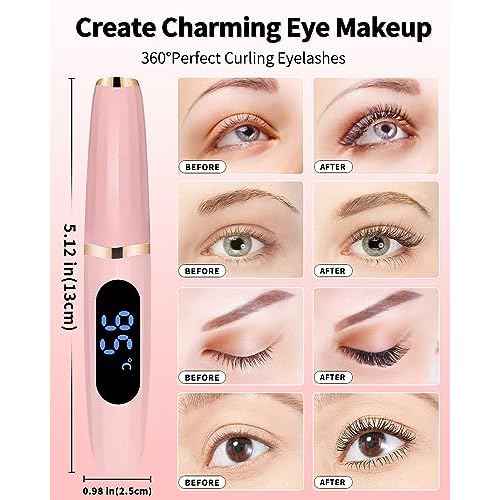 Heated Eyelash Curlers - Eye Lash Curler Heat - Mini Electric Eyelash Curler with LED Display 3 Temp Settings USB Rechargeable Natural Curling 24H Long Lasting for Women Makeup Tools Gifts