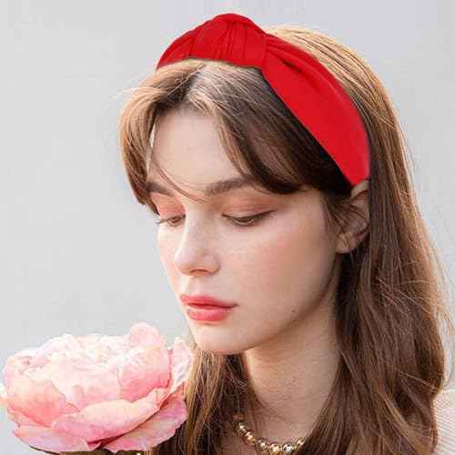 Red Knotted Headbands, Large Wide Thick Headbands for Women's Hair Fashion Accessories