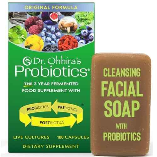 Dr. Ohhira's Probiotics Original Formula 100 Capsules with Bonus Beauty Bar Soap Travel Size 20g - No Refrigeration Supplement for Women and Men, 13 Probiotic Strains