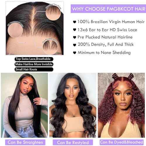 Deep Wave Lace Front Wigs Human Hair 200 Density 13x6 HD Lace Front Wigs Deep Wave Wig with Baby Hair Deep Curly Wig for Women 22 Inch