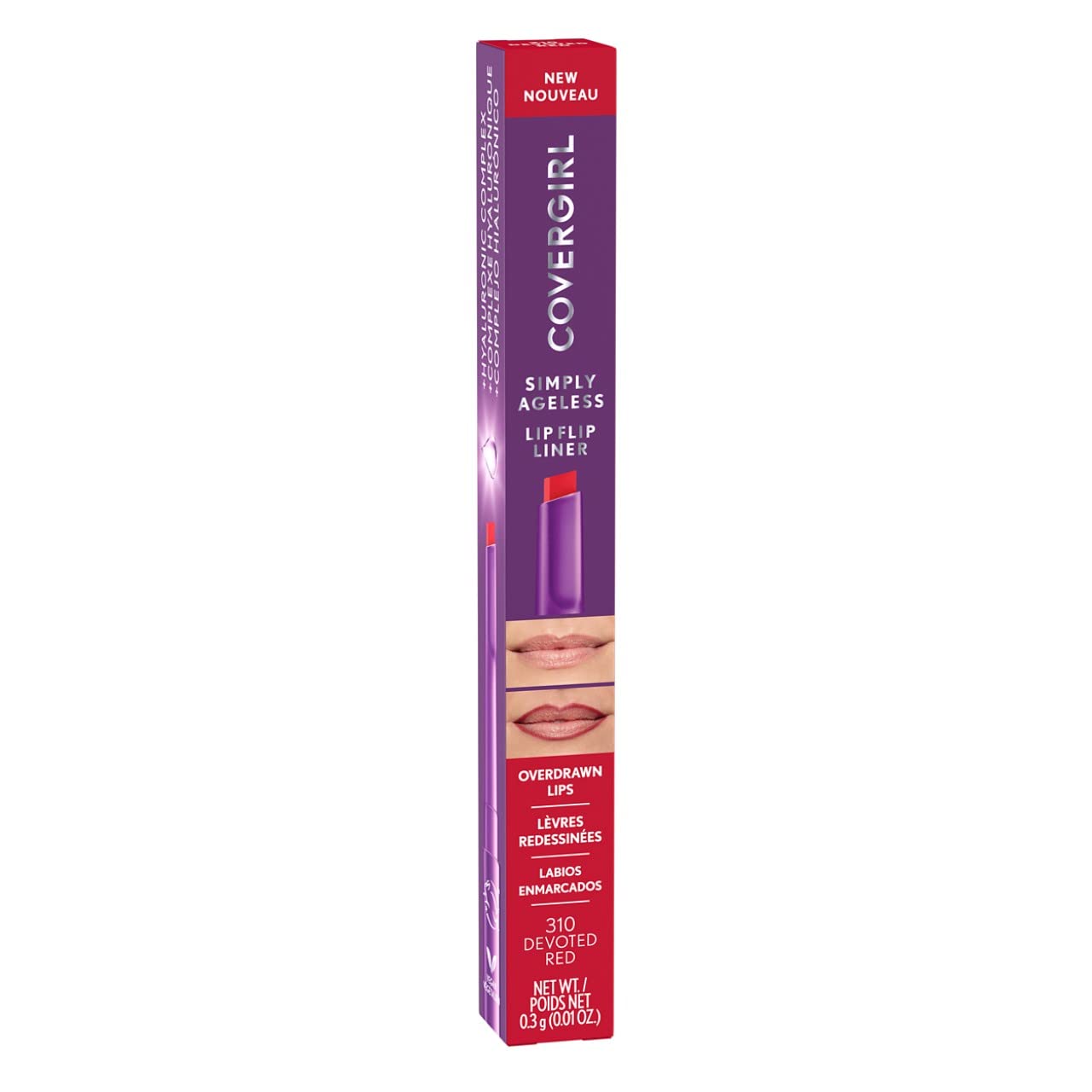 COVERGIRL Simply Ageless Lip Flip Liner, Devoted Red, Pack of 1