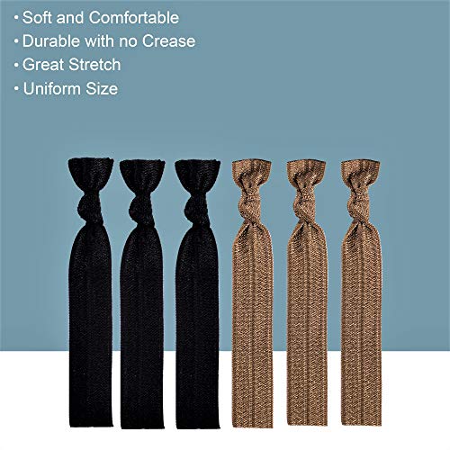 79style 100pcs Hair Ties For Women elastic Ribbon Hair Ties Brown Black Fabric Hair Ties Knotted Ponytail Holders No Break Knot Hair Bands No Damage Yoga Twist Soft Flat Women Hair Accessories (100pcs Brown / Black)