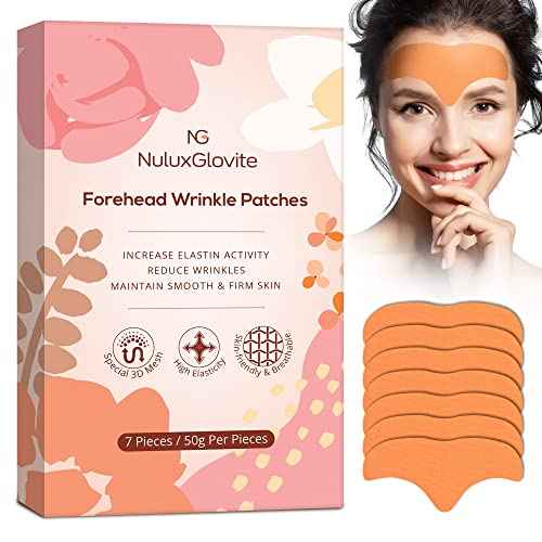 Forehead Wrinkle Patches Overnight: Diminish Forehead Fine Lines and Wrinkles - Restore Soft Supple Skin Elasticity with Hydrolyzed Collagen, 7 Pcs