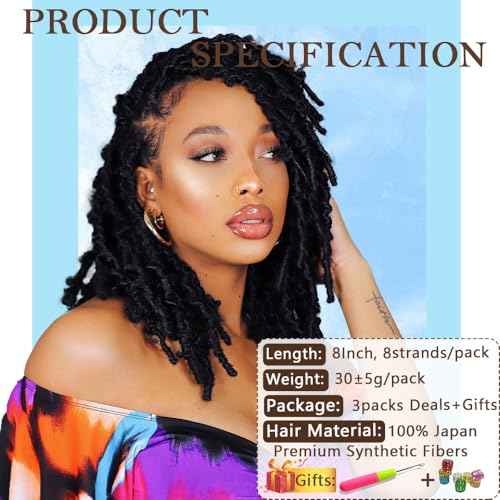 Afro Twist Hair Pre Separated Springy Afro Twist Hair Pre stretched Wrapping Hair for Soft Locs Afro Spring Twist Hair Marley Twist Braiding Hair Extensions (8 Inch (Pack of 3),1B)