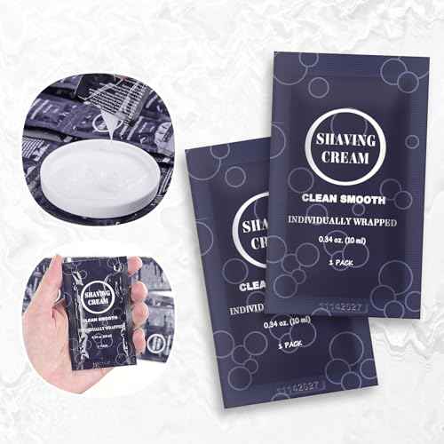 Travel Shaving Cream for Men, Individually Wrapped Mini Shaving Cream in Bulk, Disposable Travel Size Toiletries Amenities Vacation for Hotel, Shelter/Homeless/Nursing Home/Charity 0.34 oz (30 Pack)