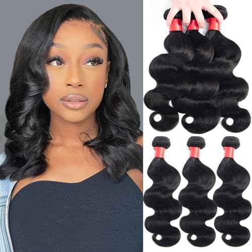 Douyin Brazilian Body Wave 3 Bundles Human Hair 12A 100% Unprocessed Virgin Human Hair Weave Bundles Deals Natural Black Color (1B Black£¬12 14 16)