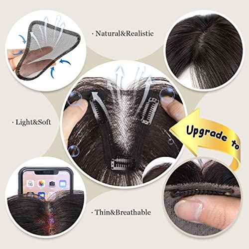 Real Human Hair Toppers for Women - No Bangs, Premium Remy Hair, 14 inch