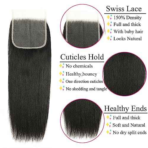 5x5 Closure Straight Transparent HD Lace Closure 12A Brazilian Virgin Human Hair Closure Free Part Pre Plucked with Baby Hair Natural Color 20 Inch