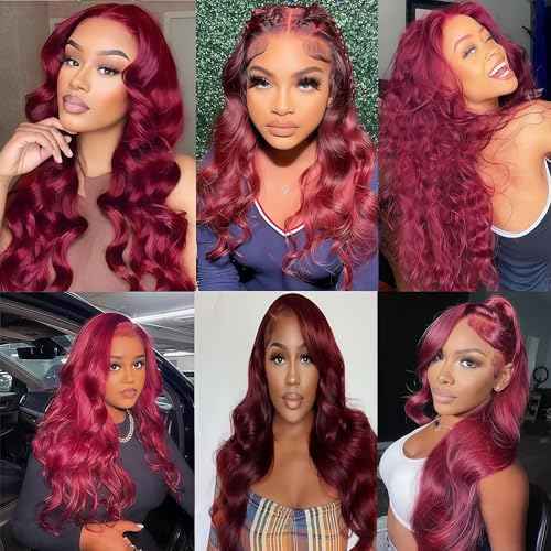 Burgundy Bundles Human Hair 24 26 28 Inch 3 Bundles Body Wave Human Hair Extensions for Women Double Weft Weave Brazilian Bundles Human Hair 99J Color